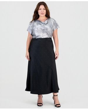 Anne Klein Plus Size High-waisted Midi Embellished Skirt - Blue