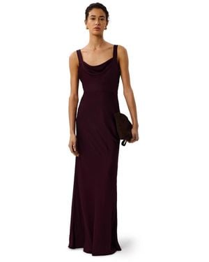 Whistles Thea Cowl Satin Maxi Dress - Purple