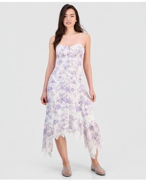 And Now This Textured Scoop-neck Slip Dress - Blue