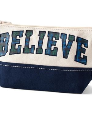 Lands' End Embroidered Zipper Canvas Pouch - Blue