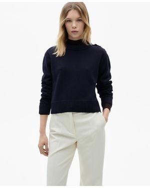 Mango Jewel Buttons Knitted Sweater - Blue