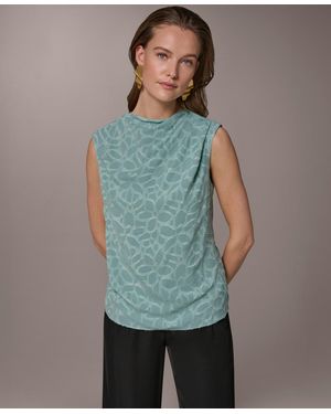 Donna Karan Gathered Shoulder Blouse - Green