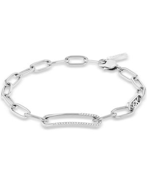 Calvin Klein Stainless Steel Pave & Logo Link Bracelet - White