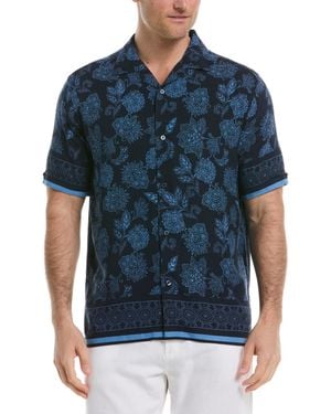 Cubavera Classic-fit Textured Paisley Button-down Camp Shirt - Blue
