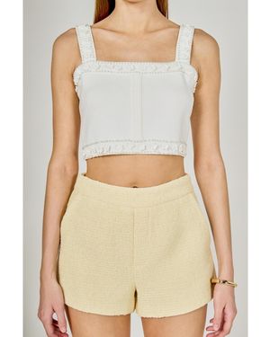 Endless Rose Flower And Pearl Trim Knit Top - White