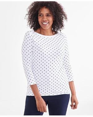 Style & Co. Printed Pima Cotton 3/4-sleeve Top - White