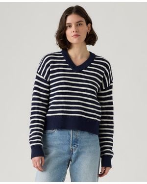 Levi's Reese V-neck Long Sleeve Sweater - Blue
