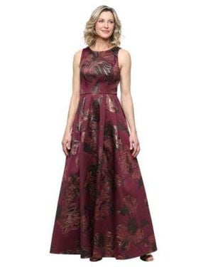 Alex Evenings Floral Print Boat Neck Sleeveless Dress - Purple