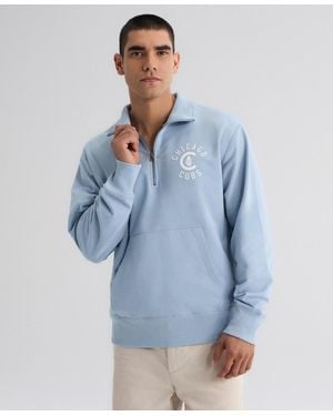 Fanatics Chicago Cubs Iconic Collection Relaxed-fit Quarter-zip Kangaroo Pocket Sweatshirt - Blue