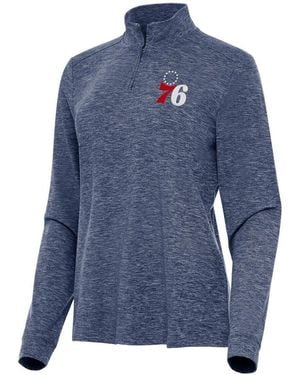 Antigua Philadelphia 76ers Mentor Quarter-zip Mock Long Sleeve Sweatshirt - Blue