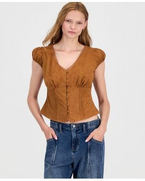 And Now This Femme Cap-sleeve Blouse - Blue