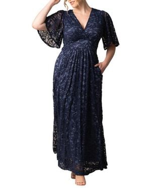 Kiyonna Plus Size Luminous Sequin Lace Evening Gown - Black