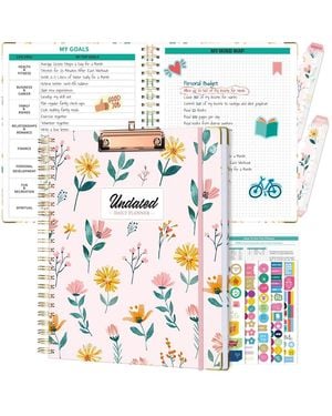 Gnuadz Spiral Planner Undated Daily Weekly Monthly Hourly Work Hardcover - Blue