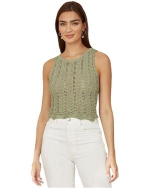 Yumi' Sleeveless Crochet-knit Scalloped-edge Tank Top - Green