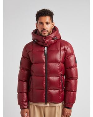 Jacket Ez Boxed Hooded Racer Puffer Jacket - Red