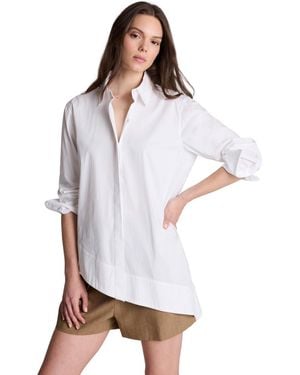 Kenneth Cole Asymmetric-hem Poplin Shirt - White