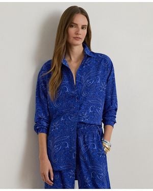 Ralph Lauren Relaxed Fit Paisley Crepe Shirt - Blue