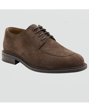Mango Split Leather Suede Round-toe Suit Shoes - Brown