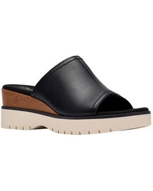 Clarks Diaz Slide Open Toe Wedge Sandals - Black
