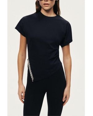 Nocturne Embellished Asymmetric T-shirt - Black