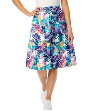 Woman Within Within Elastic-waist Knit Tiered Skirt - Blue