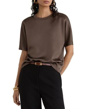 Reiss Lena Silk Short-sleeve Top - Black
