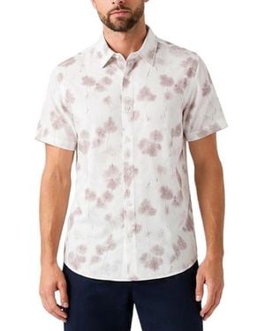 Guess Knox Jacquard Short-sleeve Floral-print Regular-fit Shirt - White