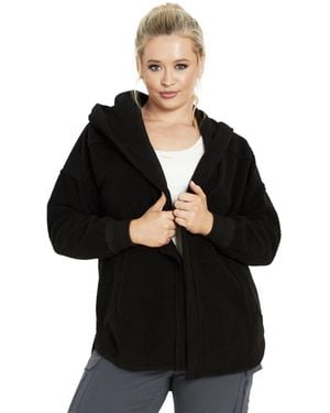 Avenue Plus Size Weekender Hooded Fleece Jacket - Black