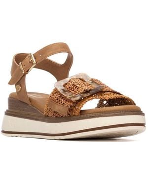 Xti Comfort Mini Wedge Sandals - Brown