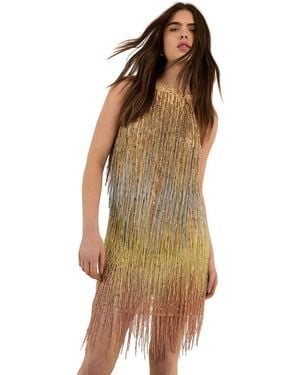 Nasty Gal Ombre Beaded Tassel Mini Dress - Brown