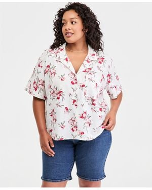Levi's Plus Size Bennie Button-up Camp Cotton Shirt - White
