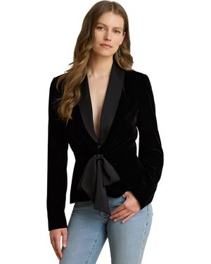 Ralph Lauren Velvet Tie-front Peplum Blazer - Black