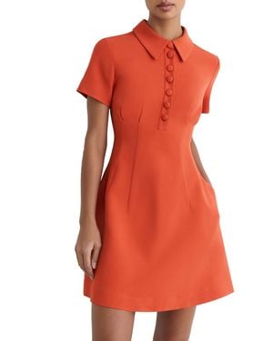 Reiss Half-button Flippy Mini Dress - Orange