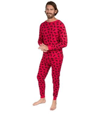 Leveret Men S Two Piece Cotton Holiday Pajamas - Red