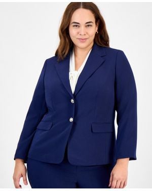 Kasper Plus Size Two-button Blazer - Blue