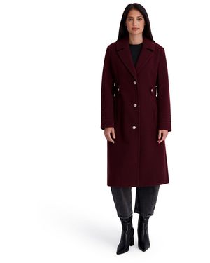 Kensie Faux Wool Walker With Button Front - Red