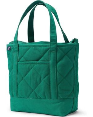 Lands' End Medium Quilted Canvas Zip Top Tote - Green