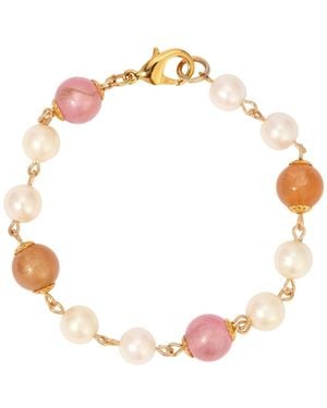 2028 Faux Cultivated Pearl Pink Peach Beaded Bracelet - White