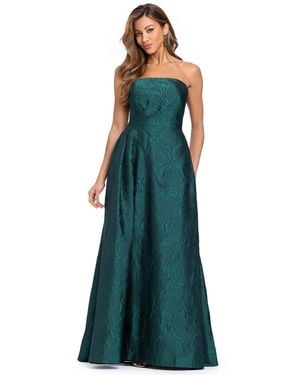 Xscape Strapless Floral-brocade Gown - Green