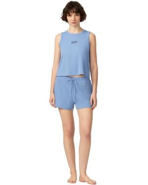 Gap Ribbed Tank Top And Pull-on Shorts - Blue