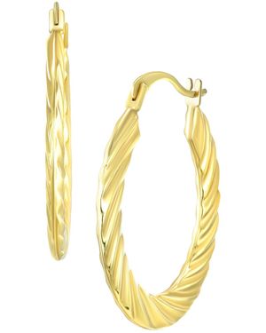 Macy's Timeless Cable Oval Hoop Earrings - Metallic
