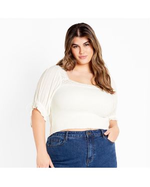 City Chic Plus Size Aurora Plain Top - White