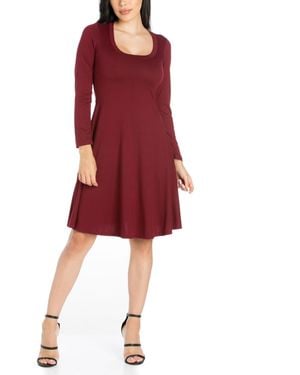 24seven Comfort Apparel Classic Long Sleeve Flared Mini Dress