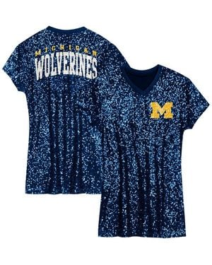 Outerstuff Big Girls Michigan Wolverines Sequin V-neck Dress - Blue