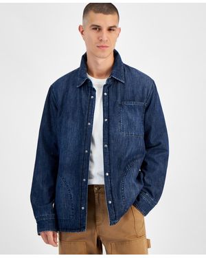 Sun & Stone Sun + Stone Snap Front Denim Shirt Jacket - Blue