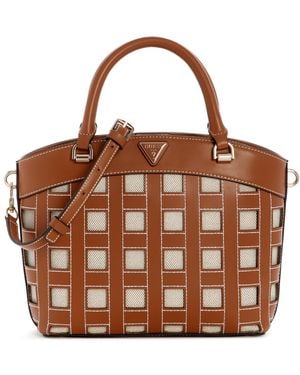Guess Frankie Small Top Handle Satchel Handbag - Brown