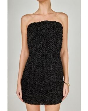 Endless Rose Smocking Detail Tube Mini Dress - Black