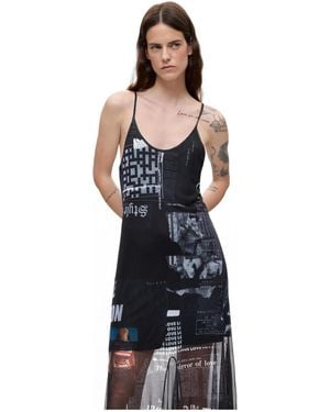 Desigual Printed Strappy Dress - Black