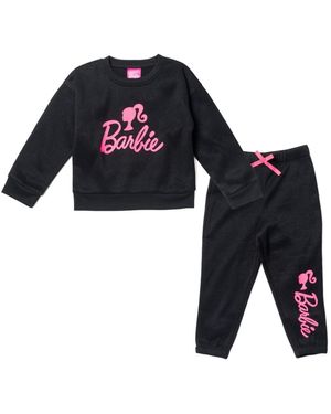 Barbie Little Girls French Terry Sweatshirt And jogger Pants Set - Blue