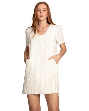 Belle & Bloom Solana Boho Fringe Mini Shift Dress - White